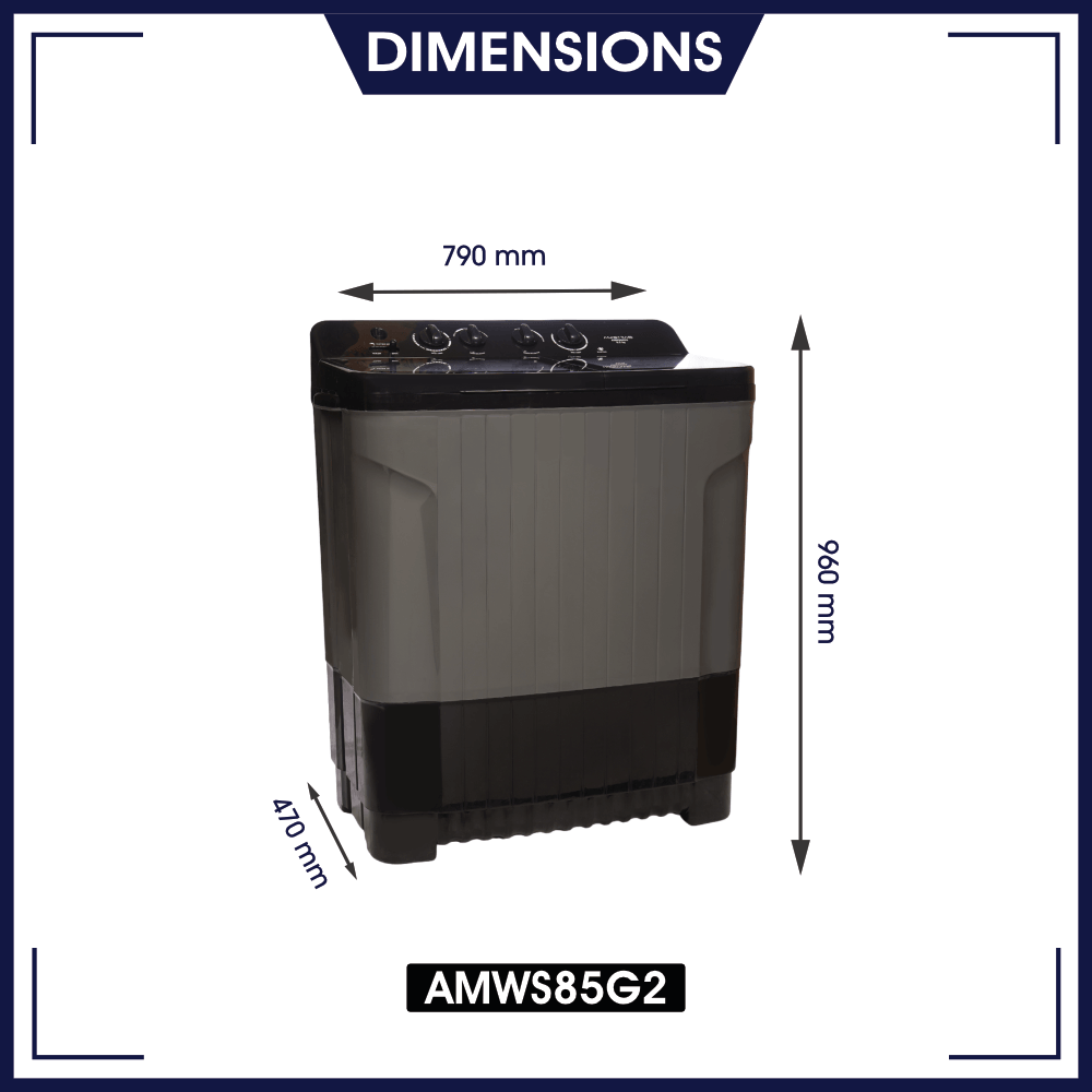Amstrad 8.5 kg Semi-Automatic Washing Machine – AMWS85G2 - Image 3