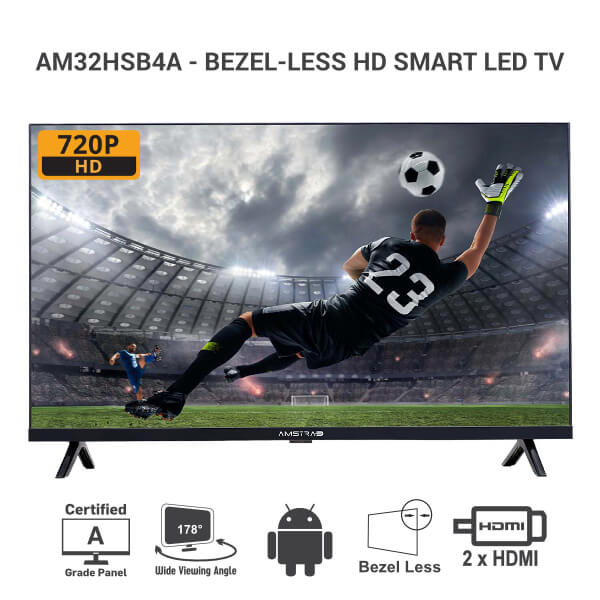 Amstrad 32 Inch Bezel-less HD Ready Smart LED TV AM32HSB4A