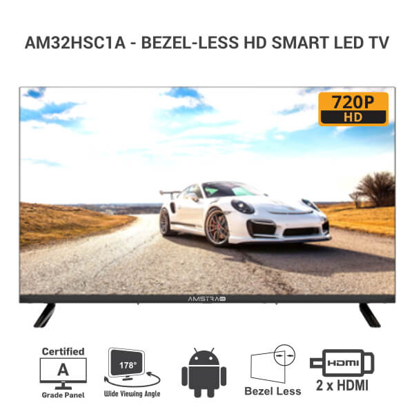 Amstrad 32 Inch Bezel-less HD Ready Smart LED TV AM32HSC1A