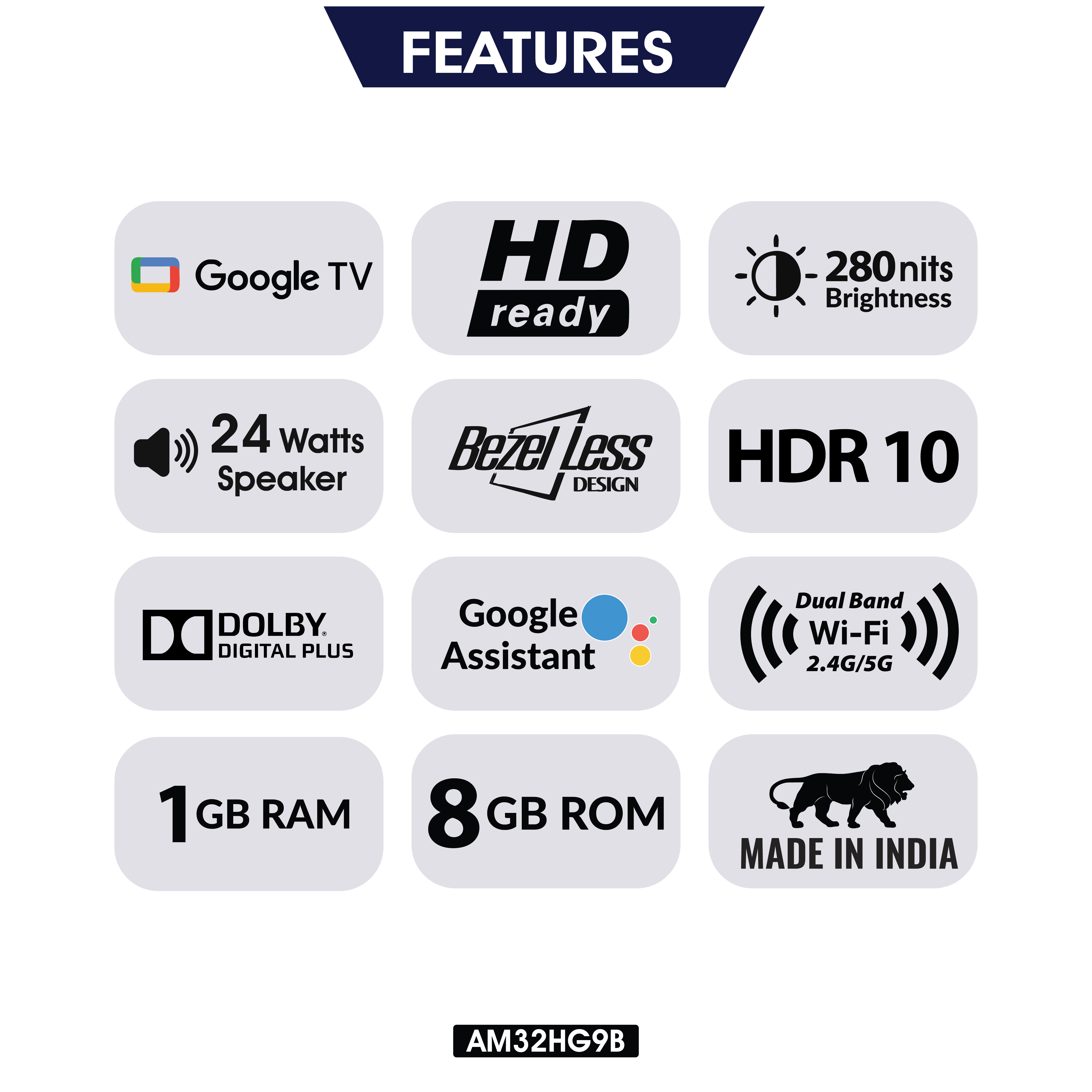 Amstrad 32 Inch Full HD Android Smart LED TV – AM32HG9B - Image 2