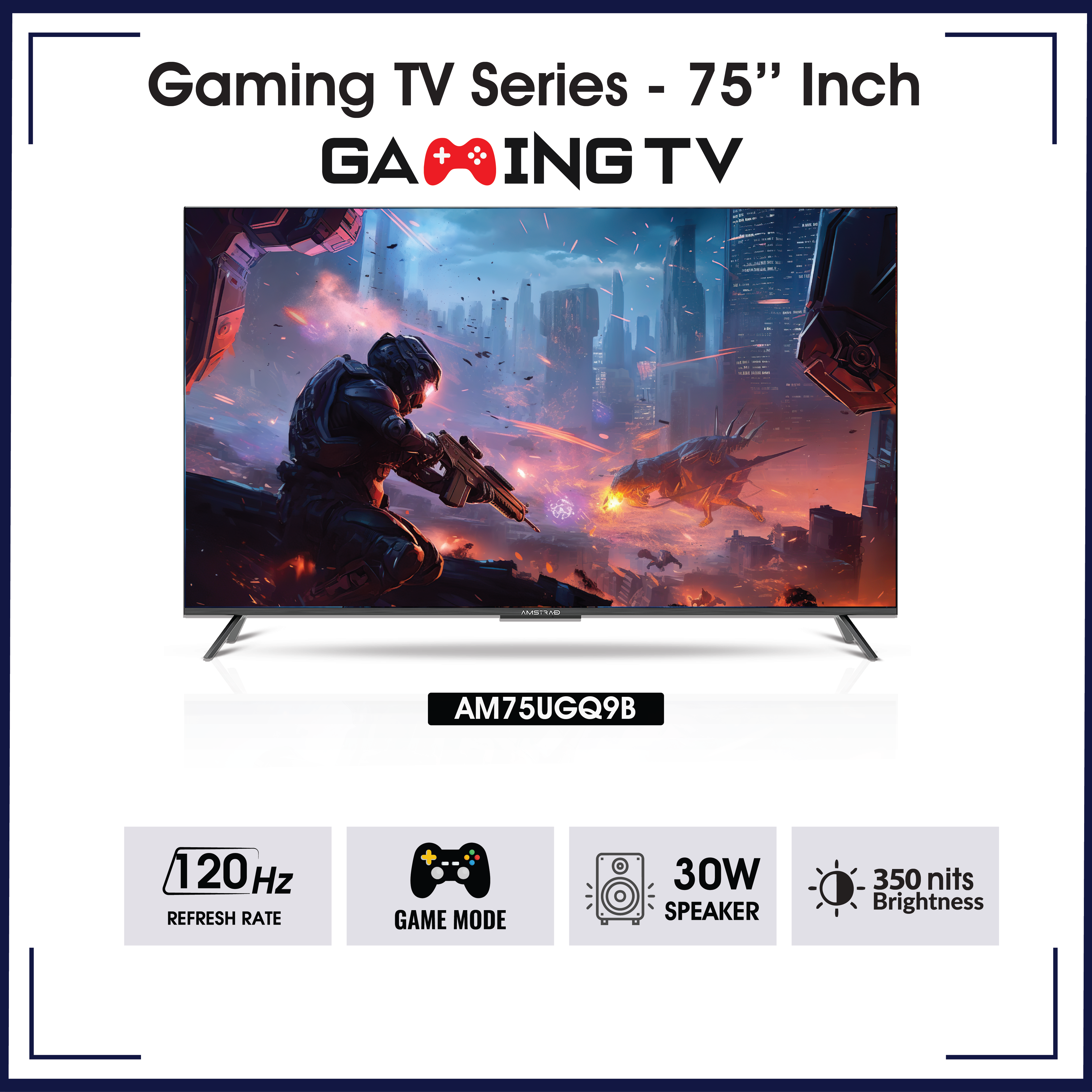 Amstrad 75 Inch Gaming QLED Google TV - AM75UGQ9B
