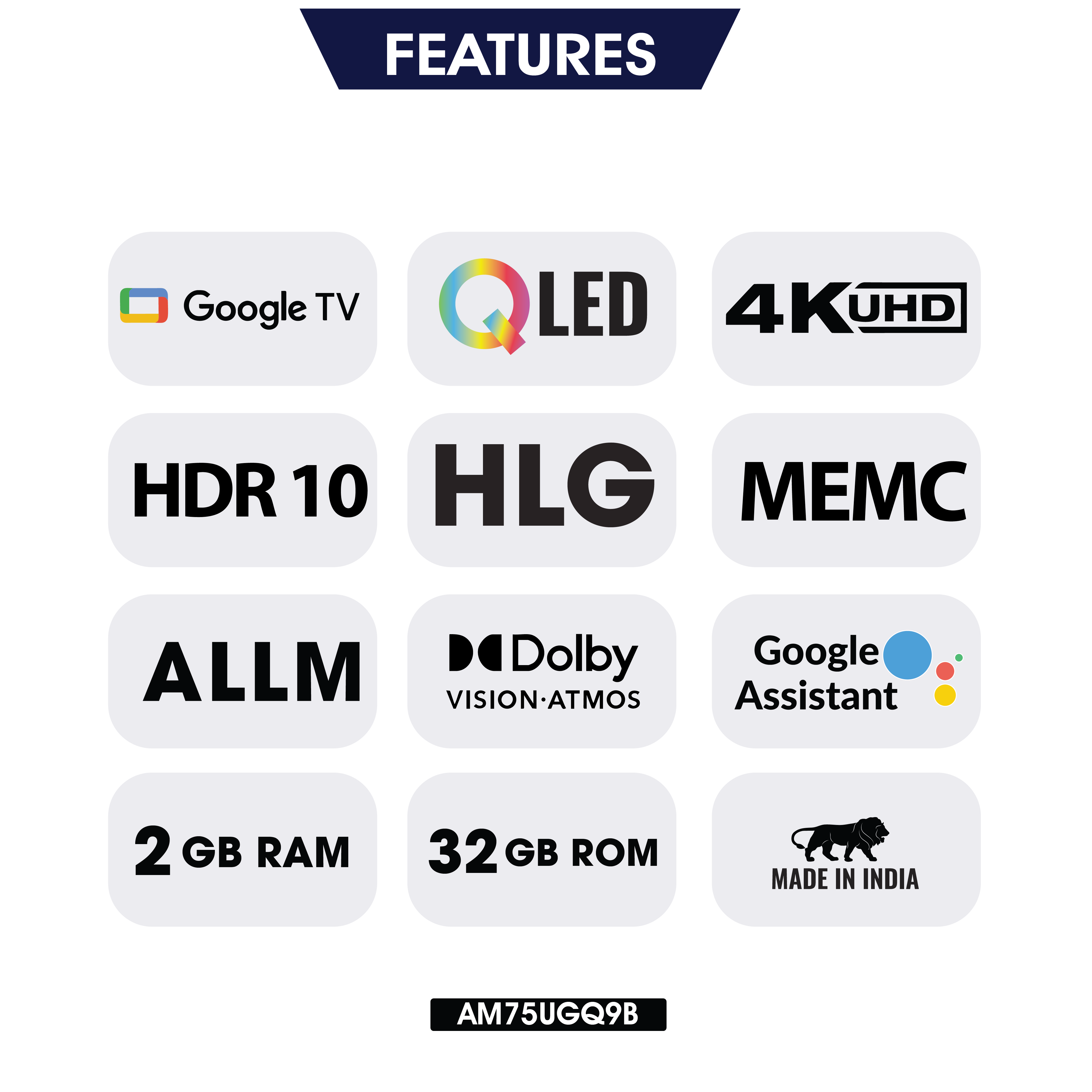 Amstrad 75 Inch Gaming QLED Google TV - AM75UGQ9B - Image 2