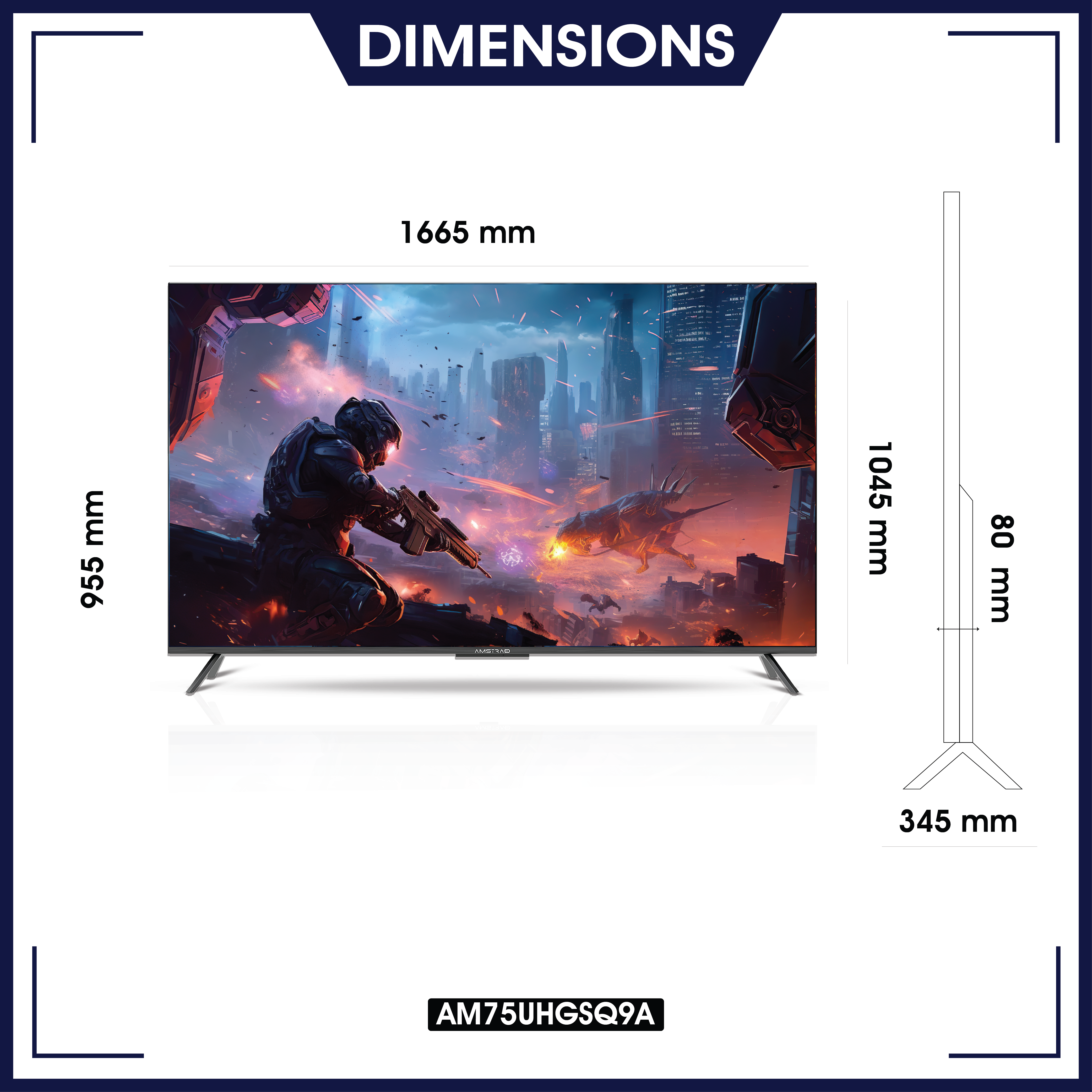 Amstrad 75 Inch Gaming QLED Google TV - AM75UGQ9B - Image 3