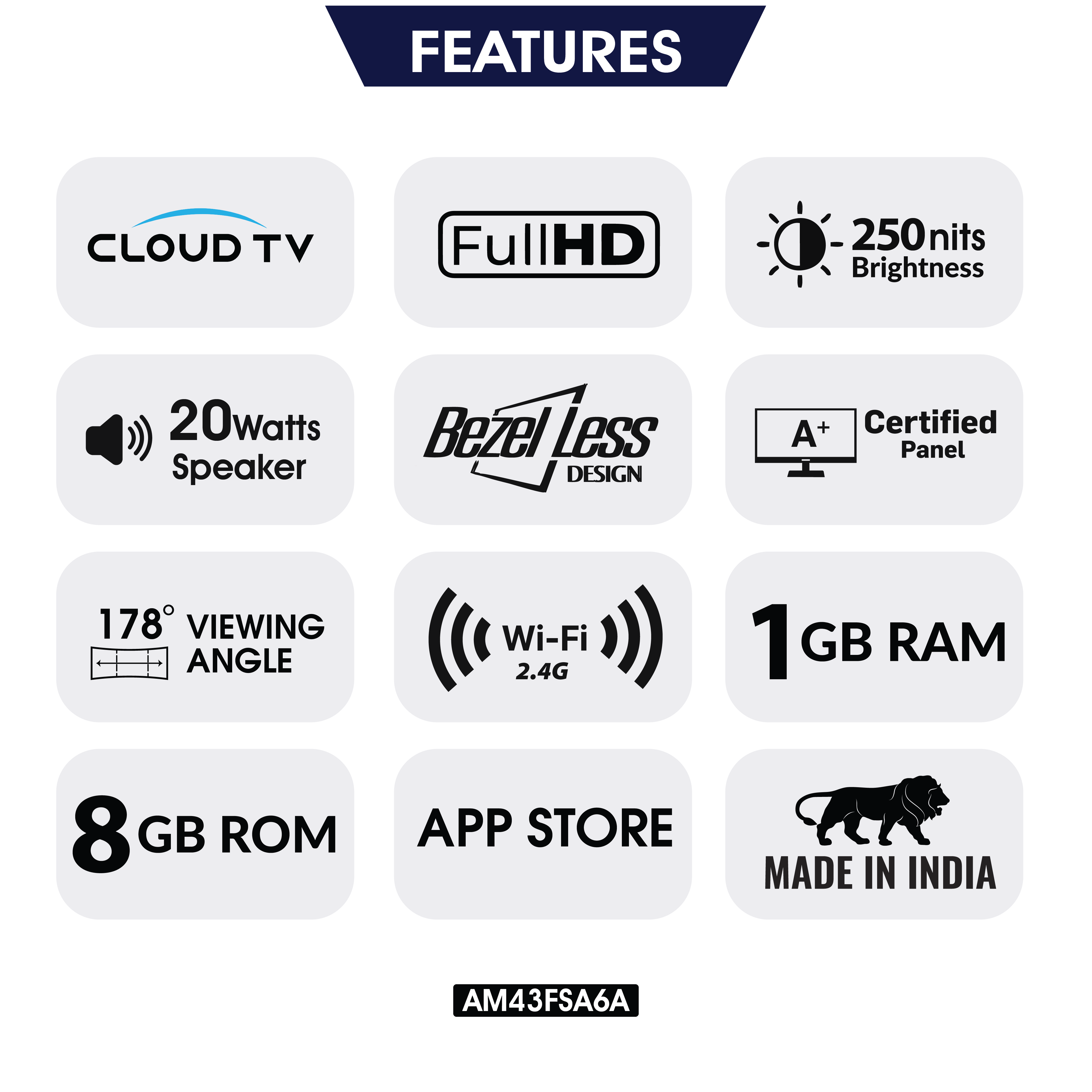 Amstrad 43 Inch Full HD Android Smart LED TV – AM43FSA6A - Image 2