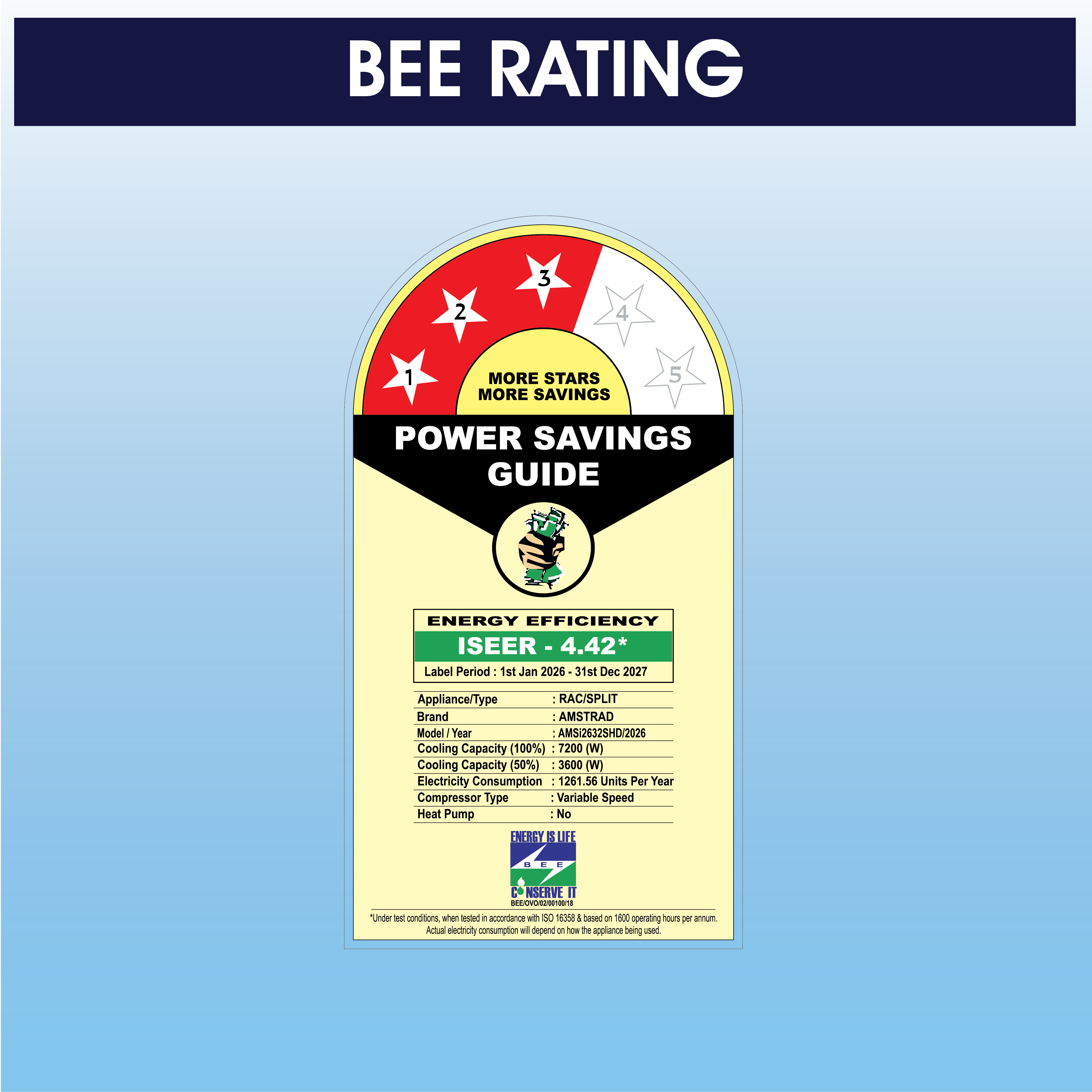 Amstrad Jumbo Series 2 Ton 3 Star Inverter Heavy Duty Split Air Conditioner - AMSi2632SHD - Image 4