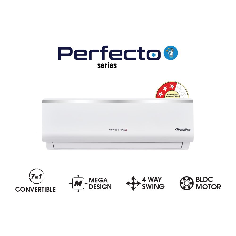 Amstrad Perfecto Series AC 1.5 Ton 3 Star Inverter Split Air Conditioner - AMSi2033HD (2026 Star Rating)
