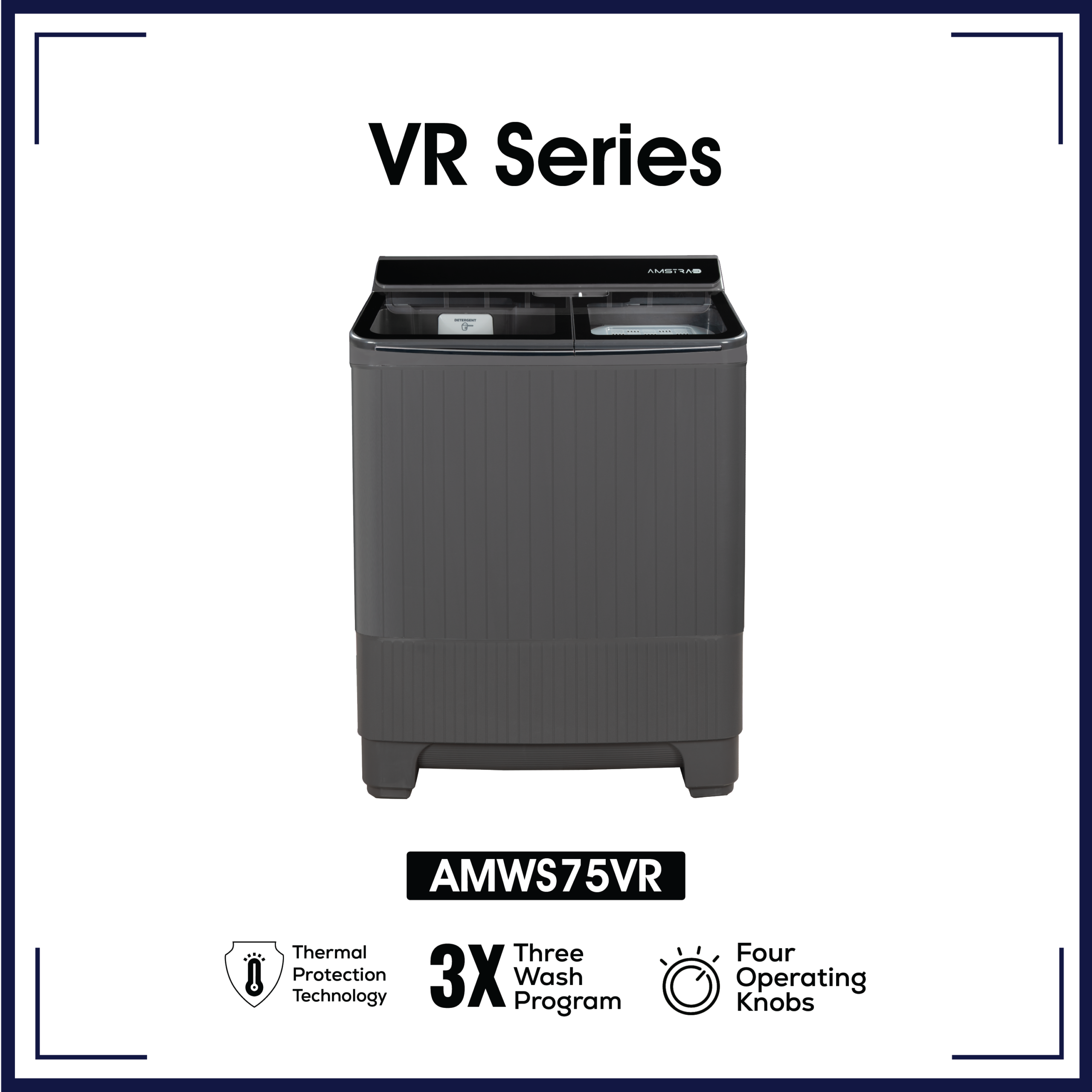 Amstrad 75 kg Semi Automatic Washing Machine – AMWS75VR