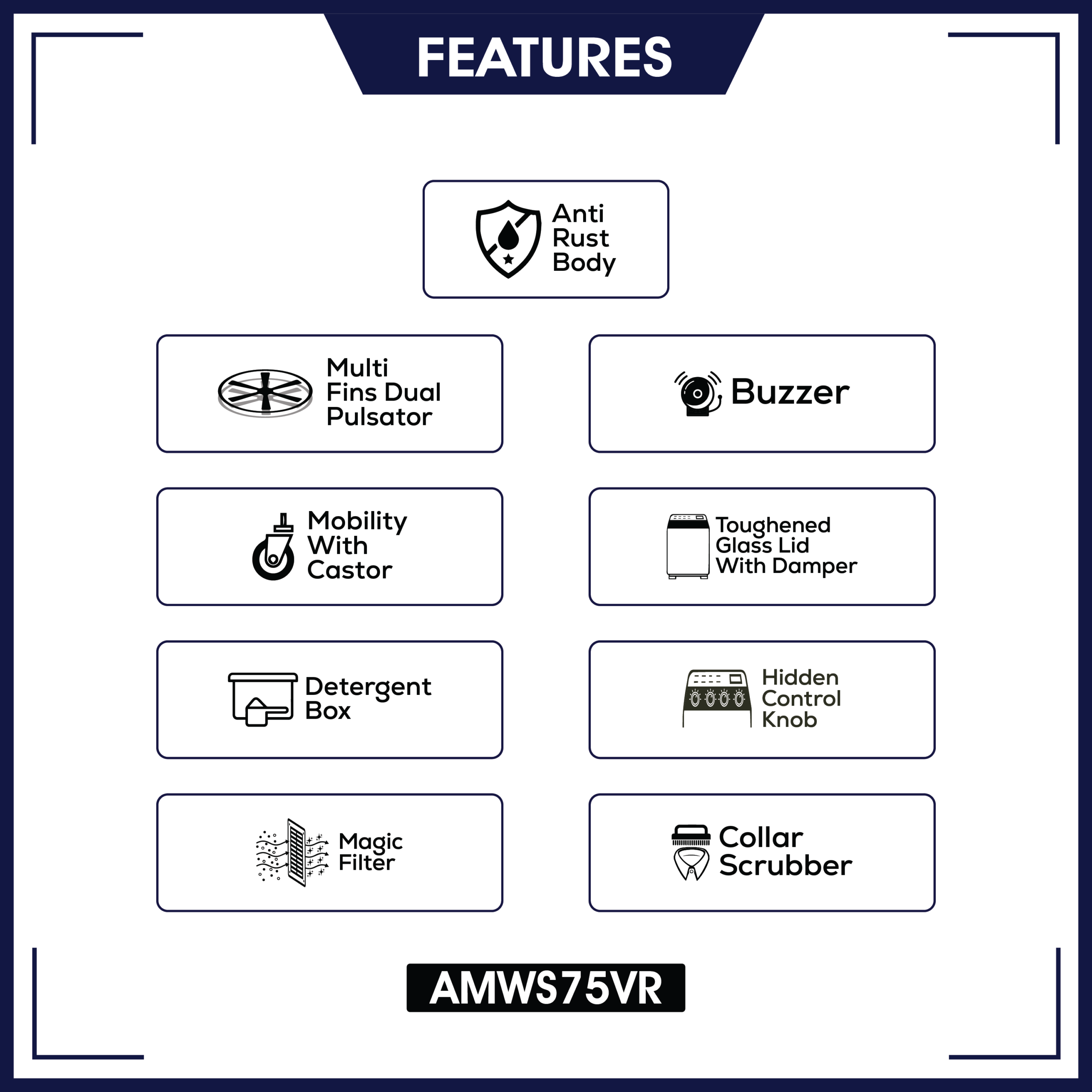 Amstrad 75 kg Semi Automatic Washing Machine – AMWS75VR - Image 2