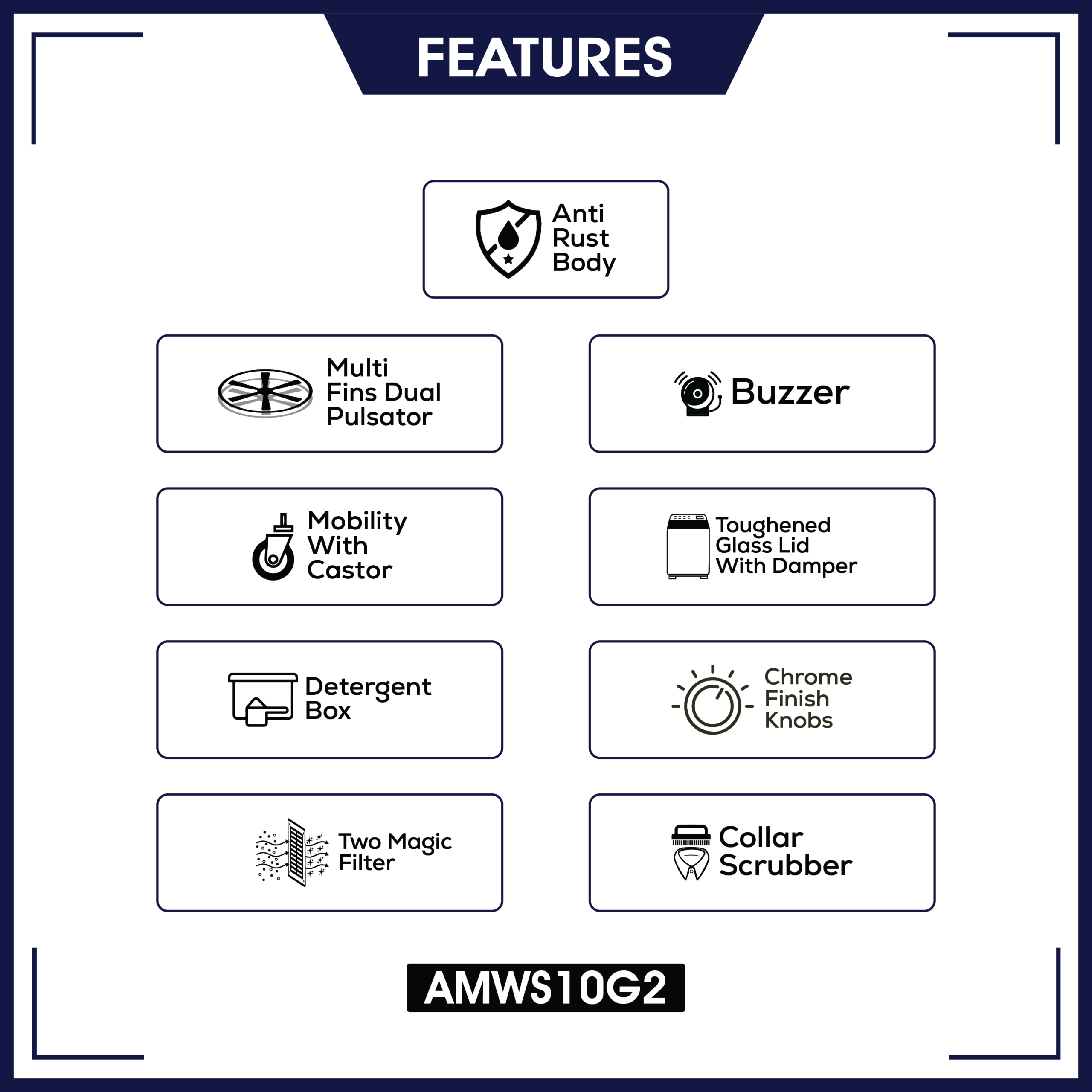 Amstrad 10 kg Semi Automatic Washing Machine – AMWS10G2 - Image 2