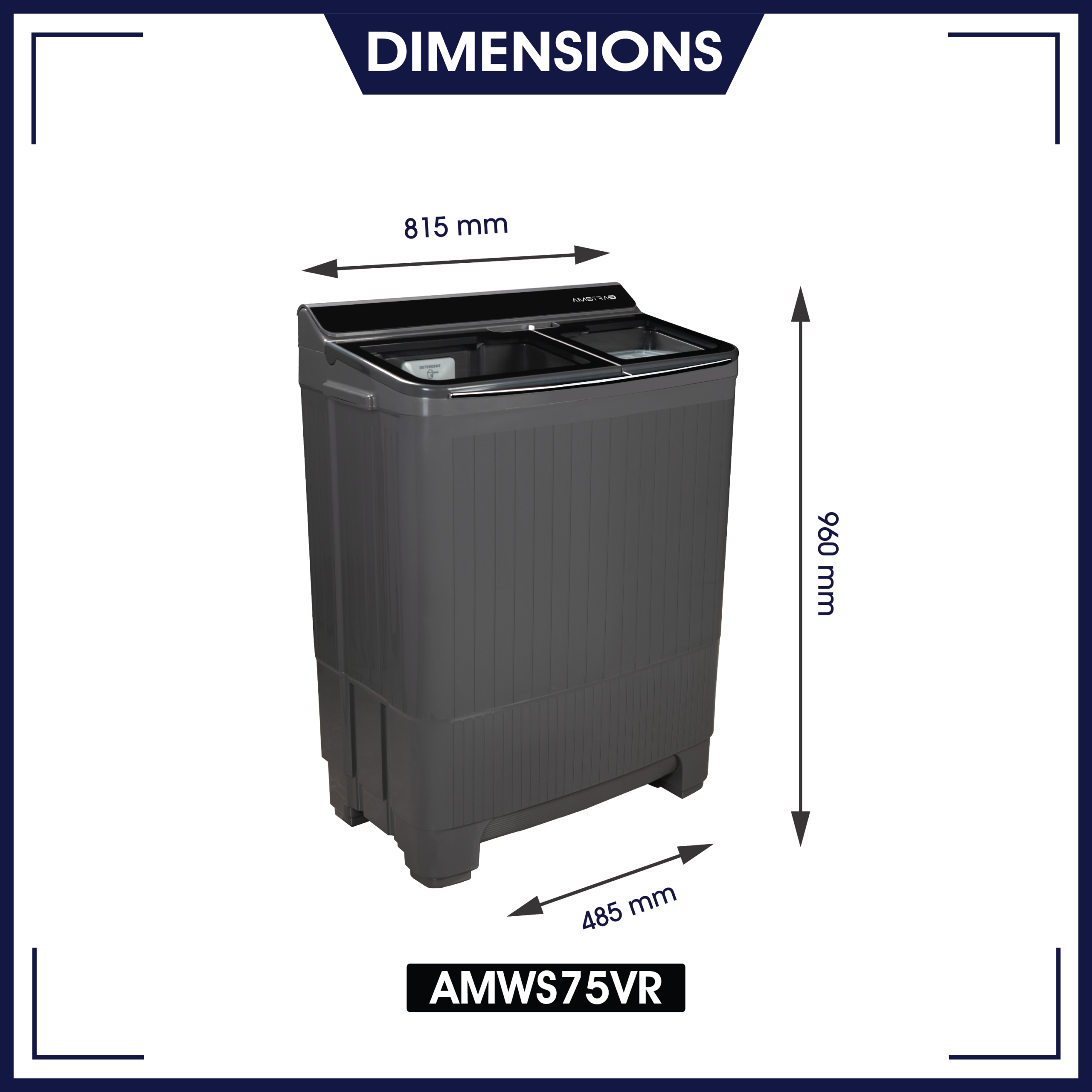 Amstrad 75 kg Semi Automatic Washing Machine – AMWS75VR - Image 3