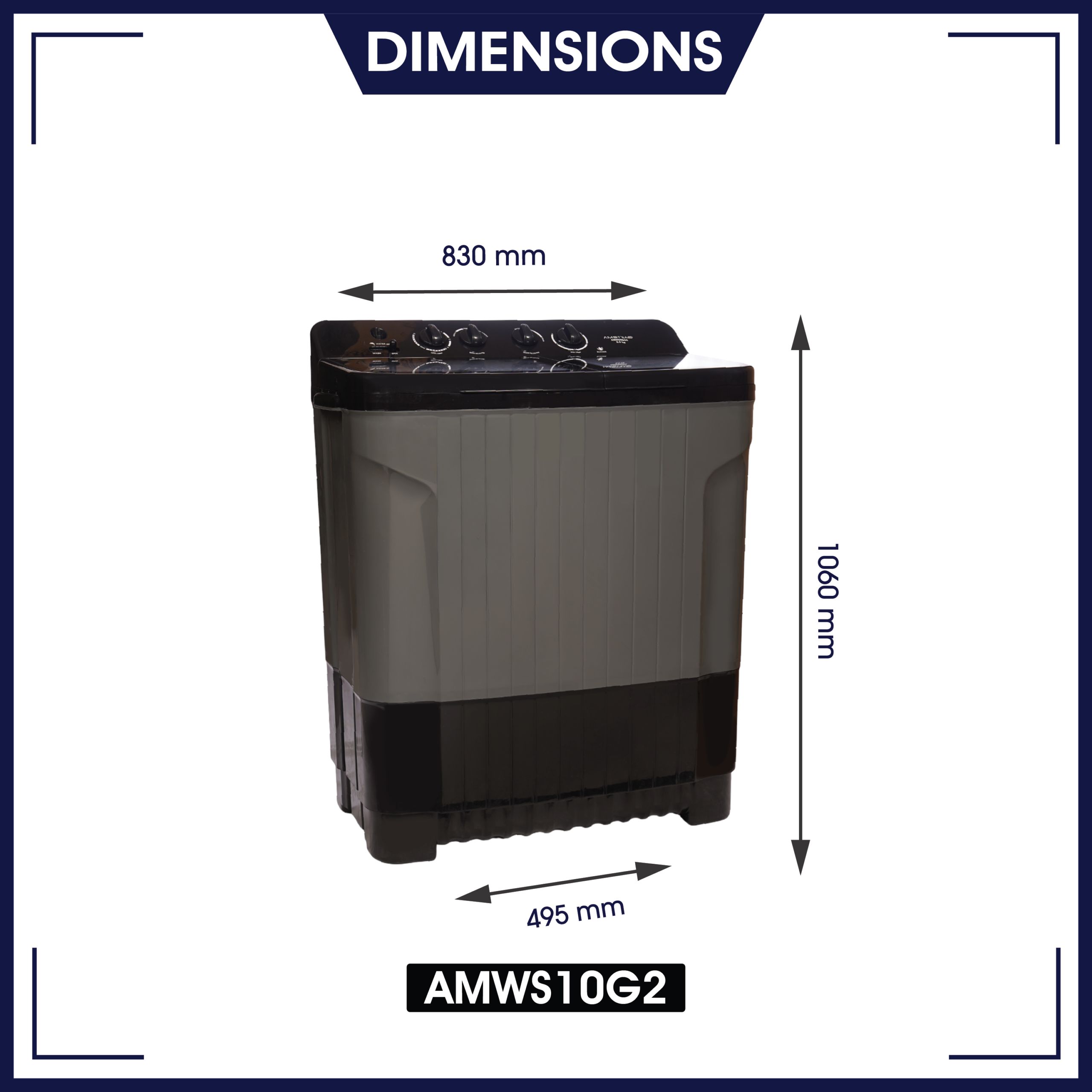 Amstrad 10 kg Semi Automatic Washing Machine – AMWS10G2 - Image 3