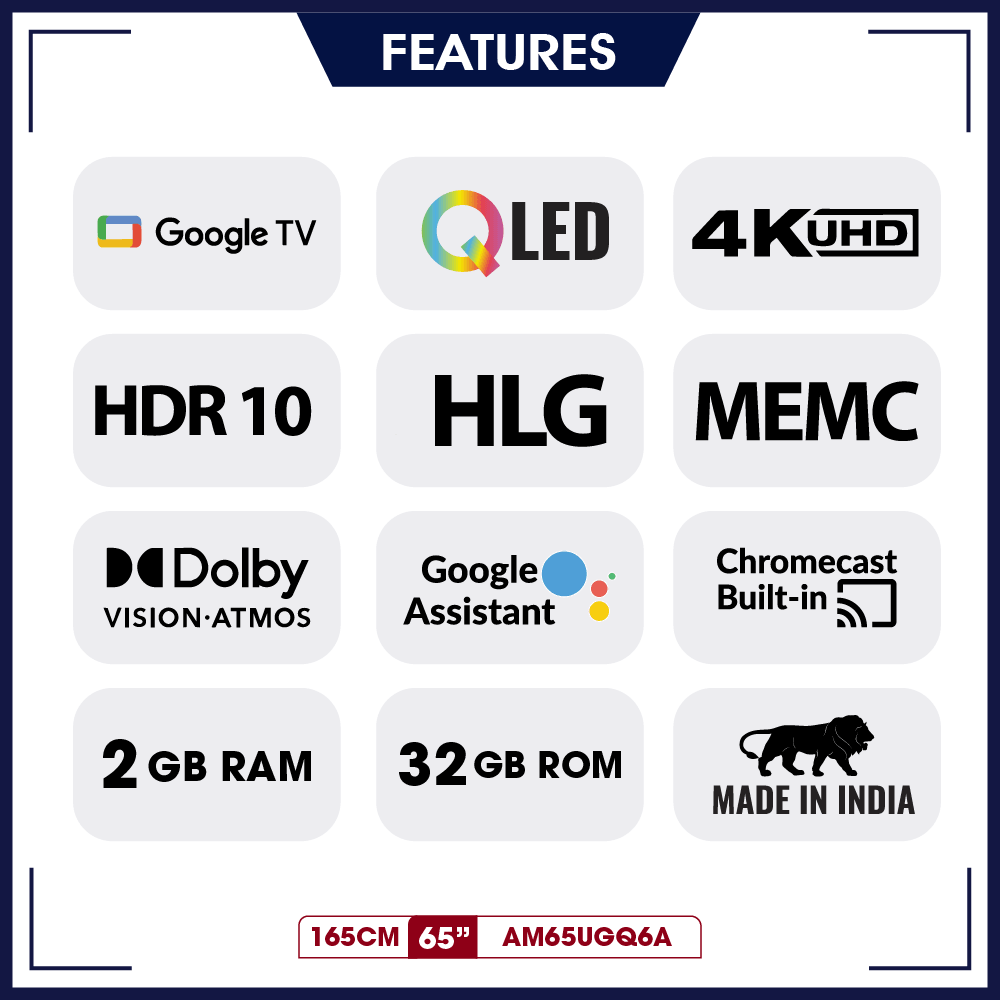 Amstrad 65 Inch (165cm) Gaming QLED Google TV - AM65UGQ6A - Image 2